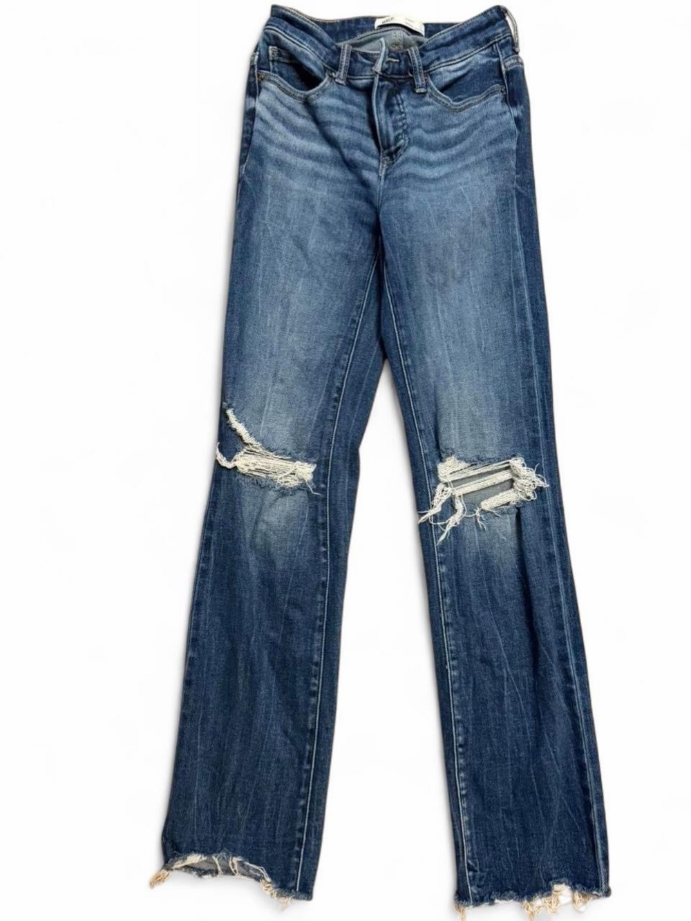 BKE Mid-Rise Straight Leg Women's Jeans with Knee Distressing